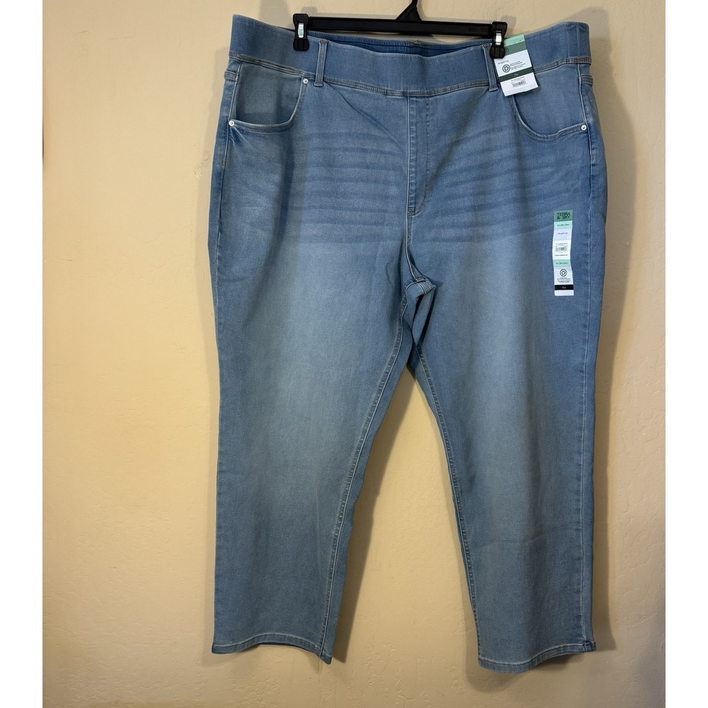 Terra & Sky Pull-On Jegging Women 4X (28W-30W) Straight High Rise Blue Pants NEW